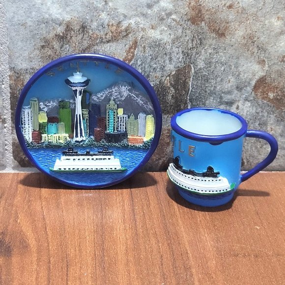 VTG SNCO Miniature Decorative Seattle Plate & Mug Set 1999 - Picture 11 of 11